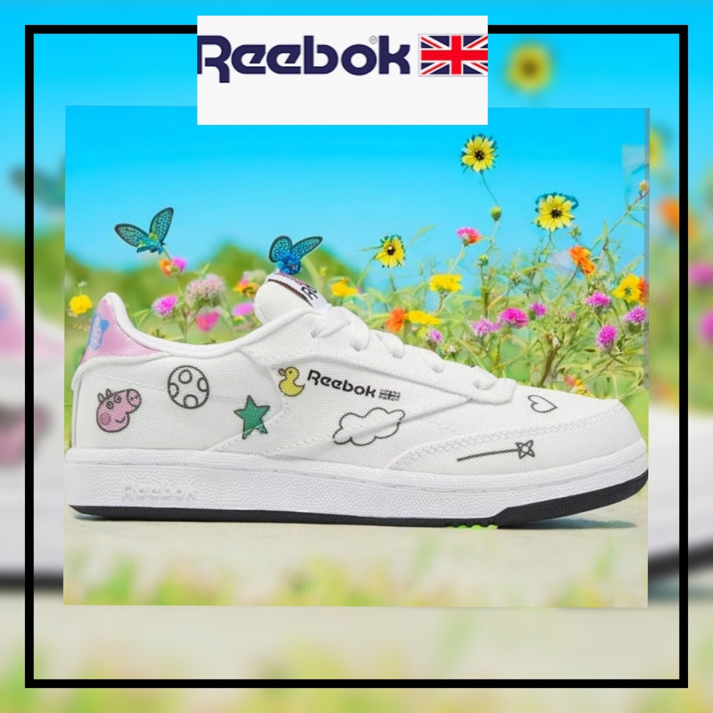 🐷 EUC Reebok Pepa Pig White Sneakers (Size Little Girl 13)